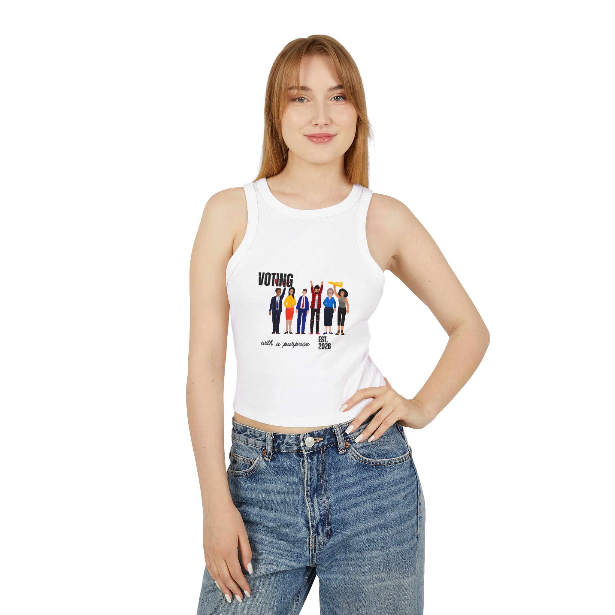 Voting with a Purpose Tank Top | Diverse Voters Illustration