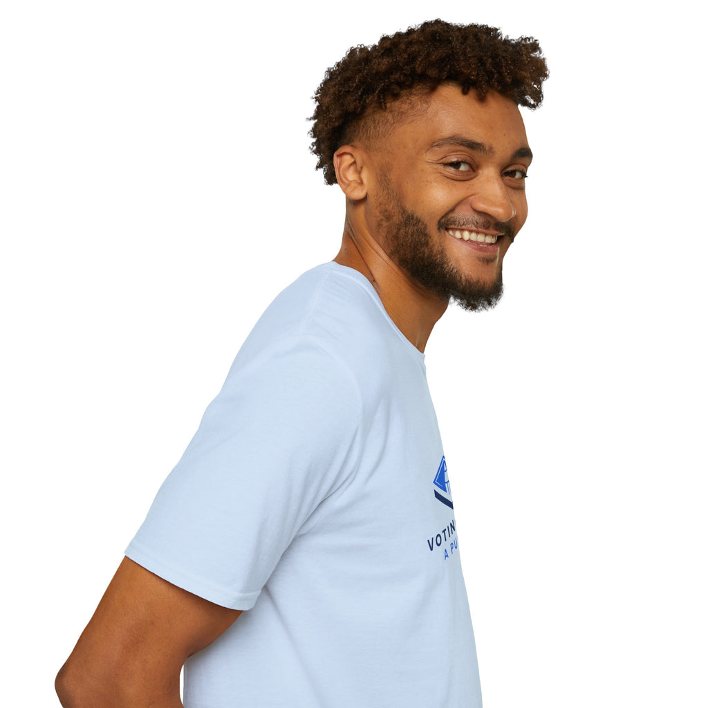 Voting With A Runpool T-Shirt | Blue Polling Box Logo