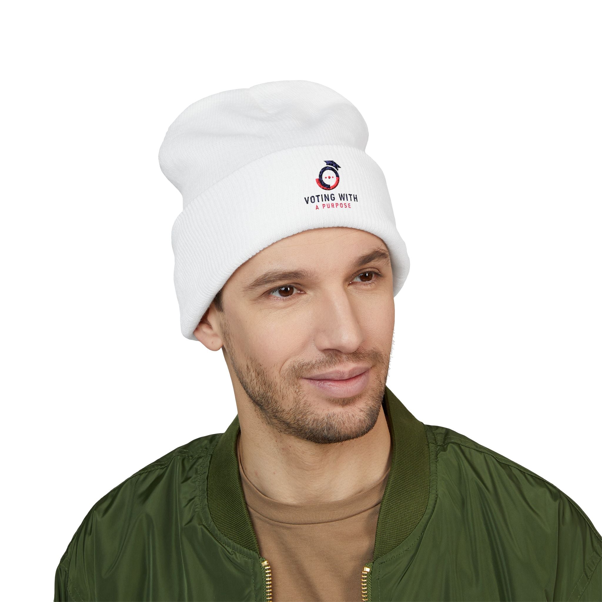 Voting With A Purpose beanie | Embroidered cuffed beanie