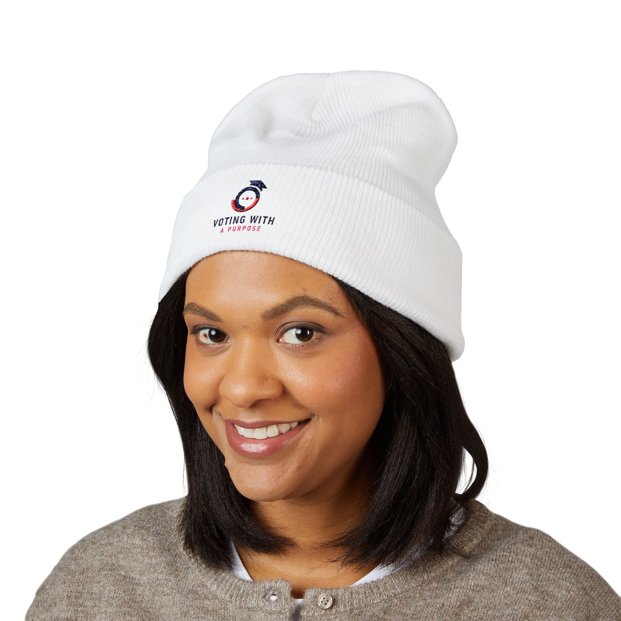 Voting With A Purpose beanie | Embroidered cuffed beanie