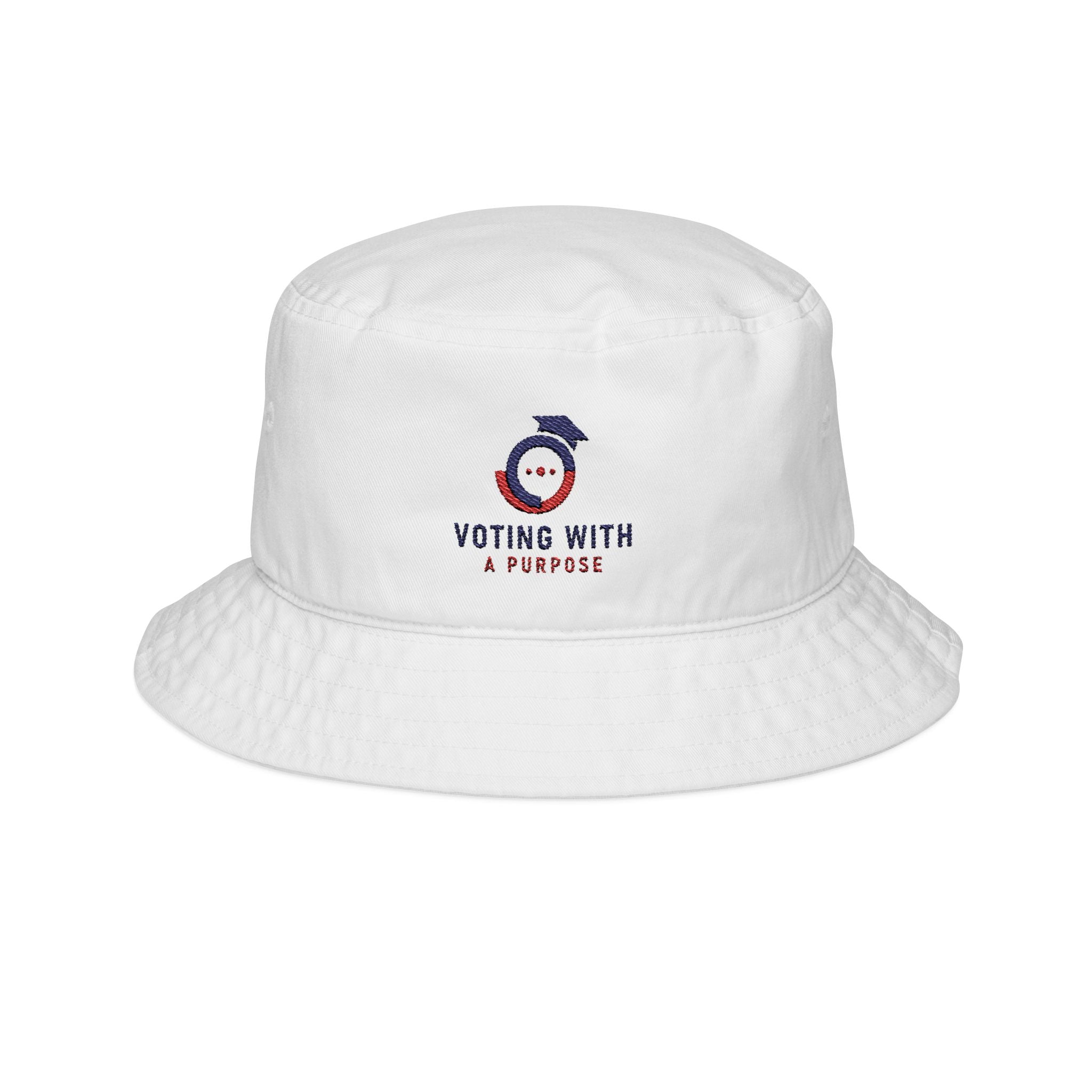 Voting With A Purpose bucket hat | embroidered patriotic logo