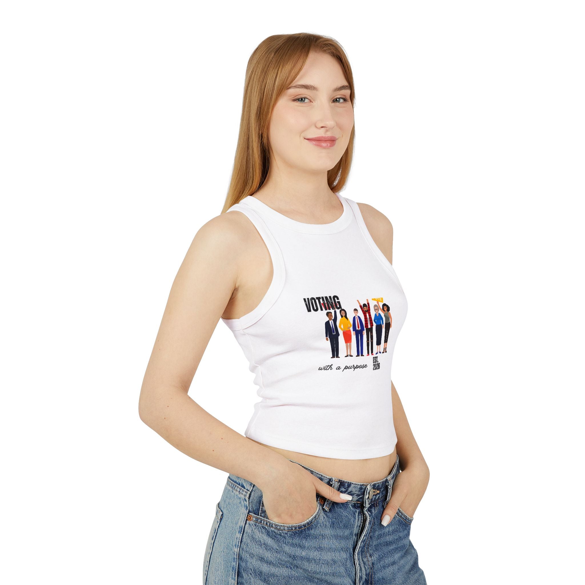 Voting with a Purpose Tank Top | Diverse Voters Illustration