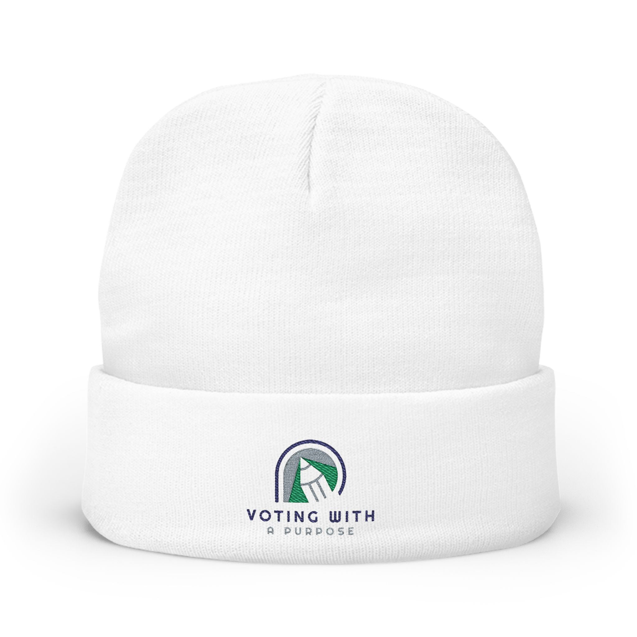 Voting Booth Embroidery Knit Beanie | Voter Logo Cuffed Hat